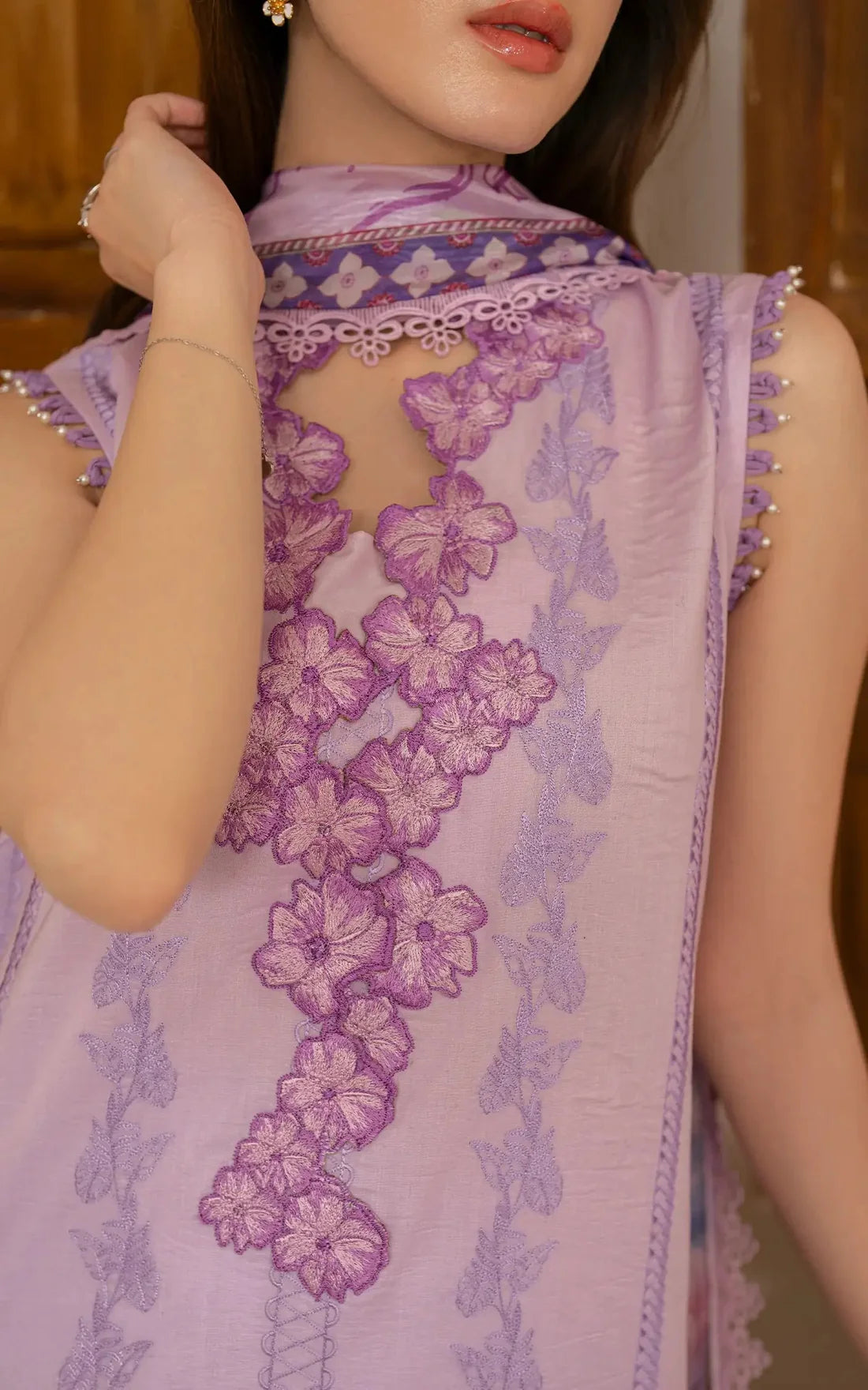 ASIFA NABEEL-3PC LAWN EMBROIDERED SHIRT WITH MONARK PRINTED DUPATTA AND TROUSER-BIC-3756