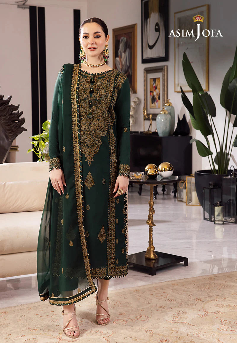 ASIM JOFA-3PC LAWN EMBROIDRED SHIRT WITH LAWN EMBROIDRED DUPATTA AND TROUSER-BIC-3609