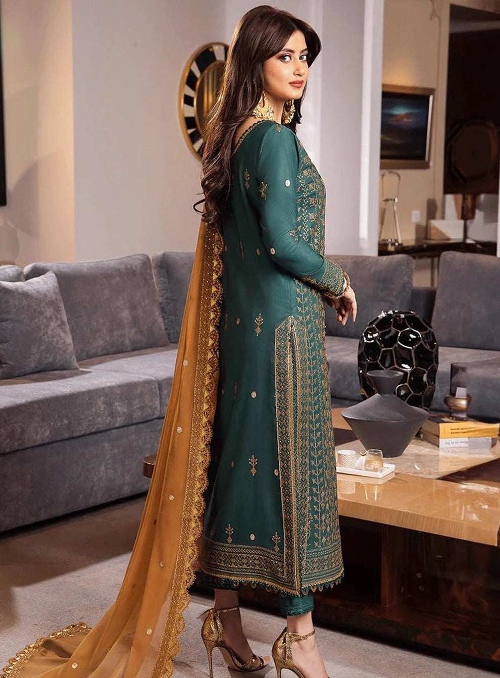 ASIM JOFA -3PC LAWN EMBROIDERED WITH BAMBER CHIFFON EMBROIDERED DUPATTA-BIC-3585