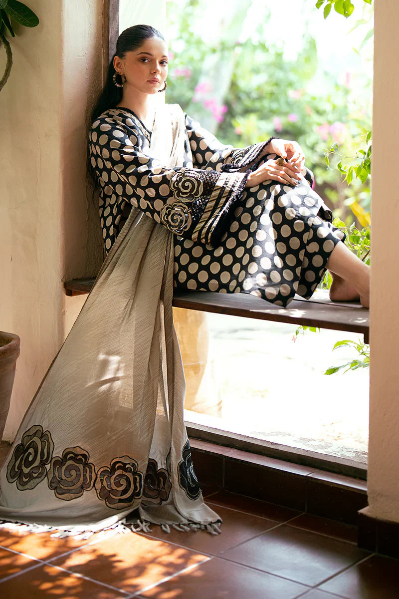 -BBAROQUE-3PC LAWN PRINTED SHIRT WITH LAWN PRINT DUPATTA AND PRINTED TROUSERIC-2513