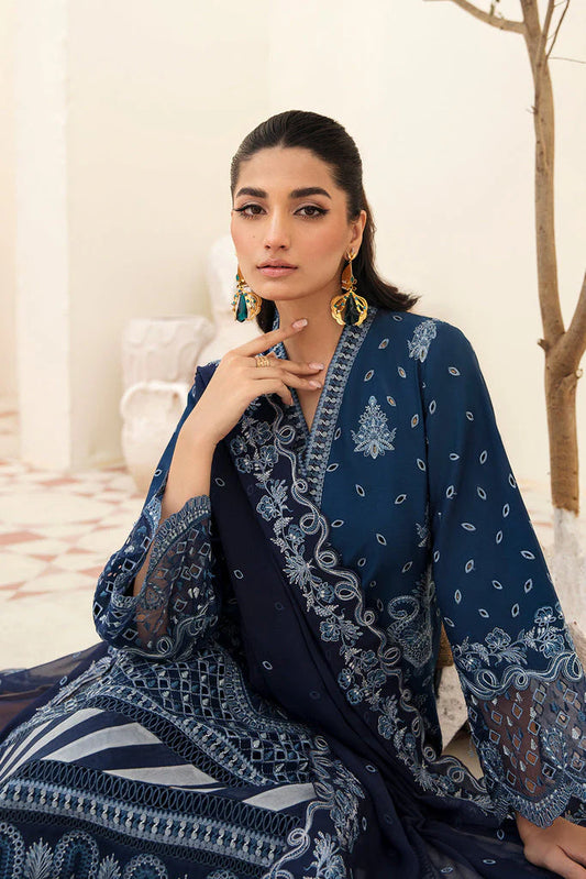 AFROZE-3PC LAWN EMBROIDERED SHIRT WITH CHIFFON EMBROIDERED DUPATTA AND TROUSER-BIC-3596