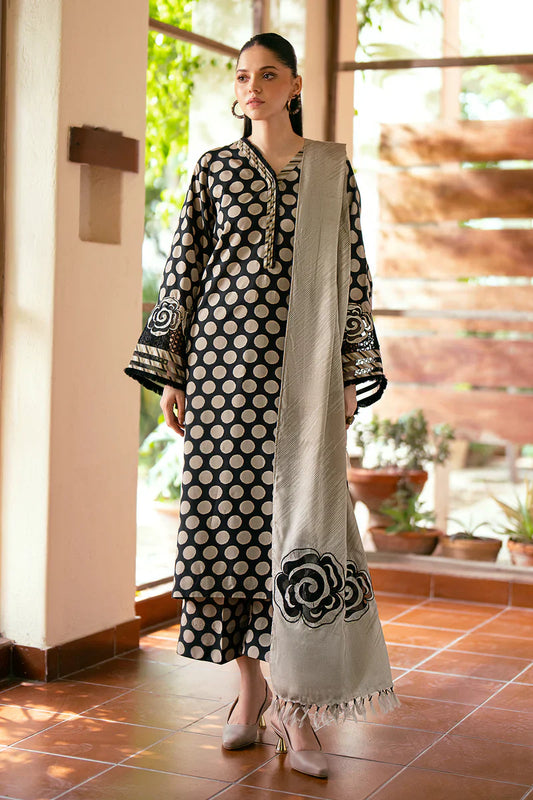 -BBAROQUE-3PC LAWN PRINTED SHIRT WITH LAWN PRINT DUPATTA AND PRINTED TROUSERIC-2513